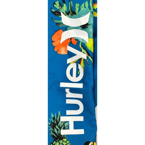 New Hurley Boys Parrot Floral Swim Trunks Blue Boardshorts Swim Shorts XL - Picture 3 of 8